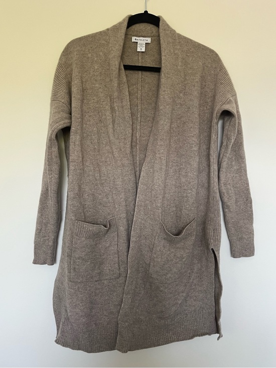 Athleta Sweaters - Athleta Taupe Long Open-Front Cardigan with Pockets